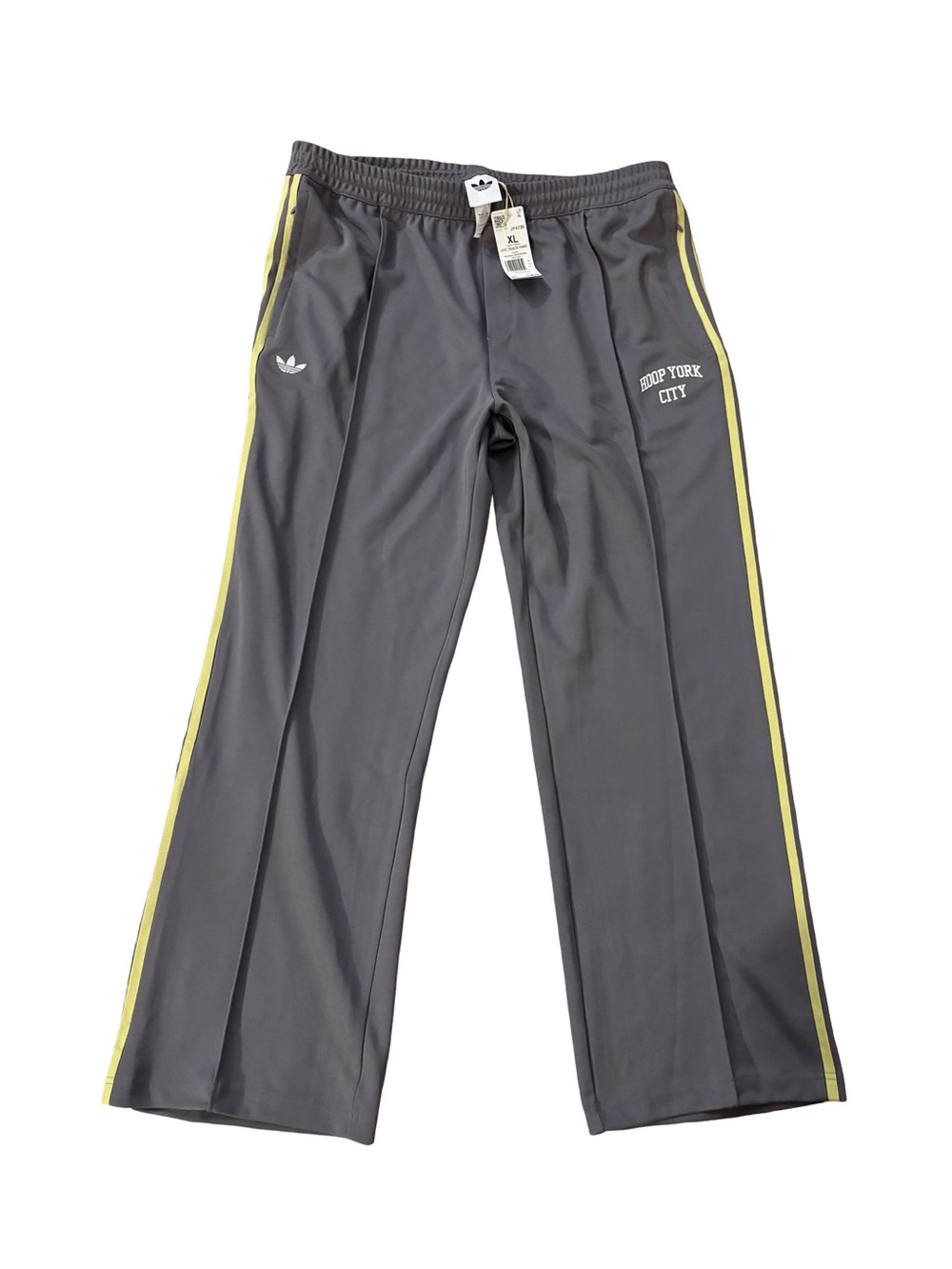 adidas Kids Gray Joggers with Yellow Side Stripes